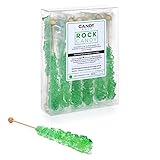 Candy Envy - Green Rock Candy Sugar Sticks - Lime Flavored - 12 Indiv. Wrapped