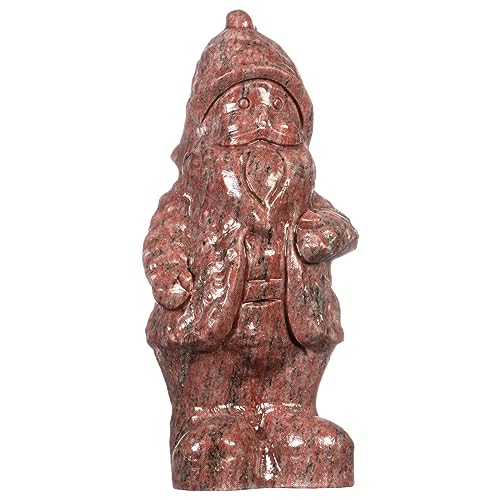 mookaitedecor Hand Carved Natural Sesame Red Stone Standing Father Christmas Figure Novelty Decoration for Home Santa Claus Happy Old Man Stone Statue Figurine Gift Collectible Red Room Decor