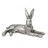Silberfarben, Zinn-Effekt Statuetta decorativa in peltro con lepre, 18 cm, colore: argento