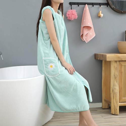 Towel Robe Wearable Bath Towel Women Girls Shower Wrap Coral Velvet Fleece Quick Dry Spa Bathrobe Adjustable Snap Closure2
