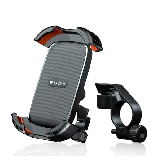 自転車 スマホホルダー 【2026新登場アップグレードモデル 】 片手操作 バイク スマホホルダー ロードバイク iphone bike mount 落下防止 360度回転調整 振動吸収 簡単取付 強力な保護 ダブルシリコン耐衝撃 iPhone 17 17 pro 17 pro max 17 Air 4.5－7.2インチに対応 脱着簡単の商品画像（Amazon）