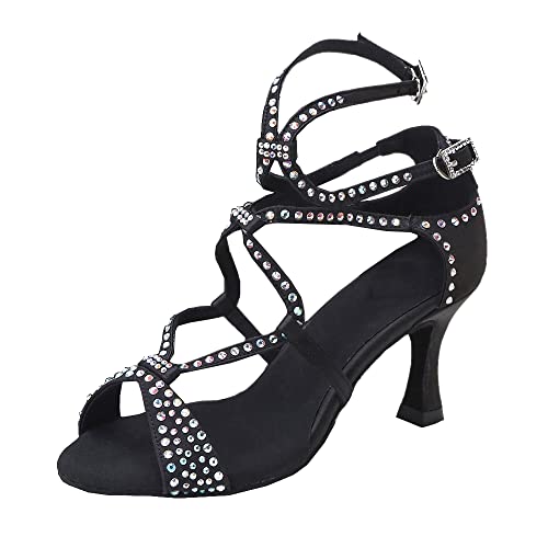 Chaussures de danse latine pour femme avec strass et talon personnalisé