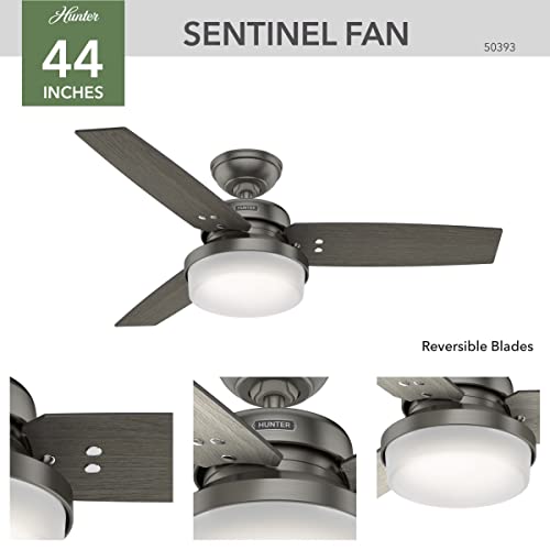 Image of Hunter Sentinel, Indoor, Ceiling Fan, 3 Blades, 44 inch, Brushed Slate