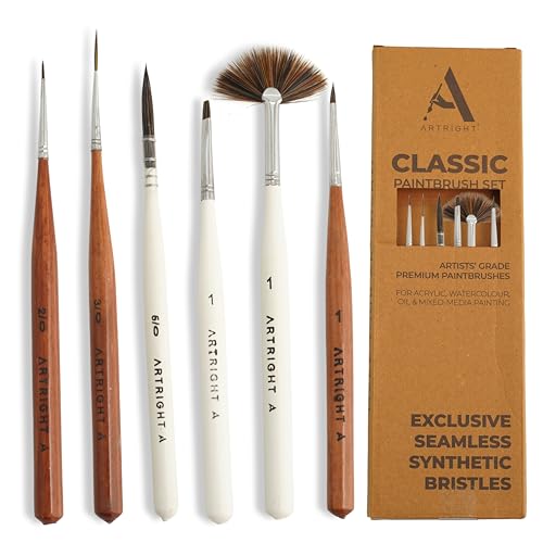 Image of Cylindra Liner Brush Set (6pcs) - Fine Detail & Miniature Painting Brushes with Artiflex Micro Synthetic Filaments for Acrylic, Watercolor, Model & Nail Art
