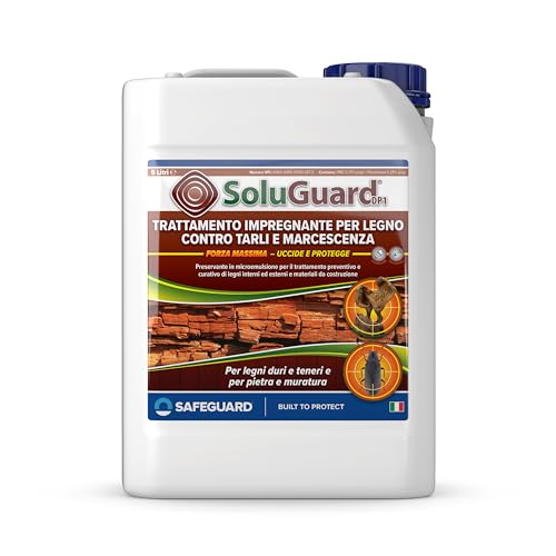 Soluguard Trattamento Tarli & Muffa (5 Litri Trasparente) - Pronto all'Uso, Preservante Senza Solventi - Anti Tarlo e Muffa