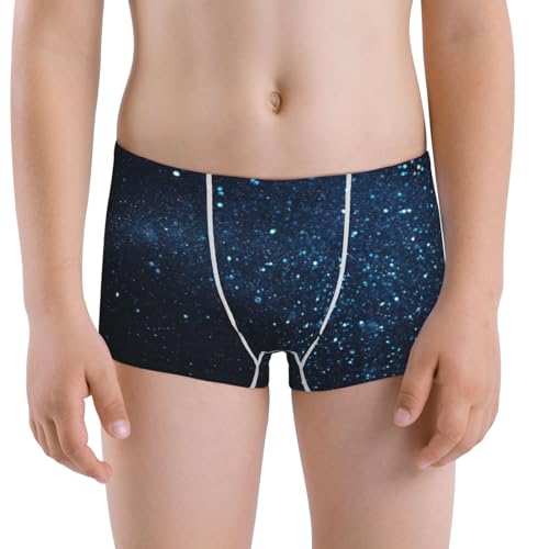 Boys' Cotton Boxer Brief Soft Underwear-Blue Glitter Retro