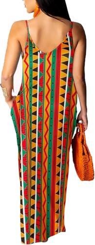Image of Women's Casual Summer Maxi Dresses Sleeveless Adjustable Spaghetti Strap Loose Plus Size Dresses