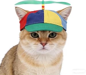 Propeller Mütze für Hunde Katzen, Verstellbare Hundemütze Baseballmütze Baumwolle, Bunte Propeller Cap, Sommer Sonnenhut Sonnenschutz Hubschrauber Kappe für Outdoor Party Kostüm