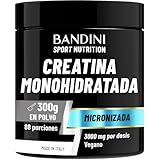 Bandini® Creatina en Polvo Micronizada - Monohidrato de Creatine 100% Puro para Rendimiento y Potencia Muscular - Sin Sabor - Incluye dosificador - 88 Porciones - 300 gramos Vegano - Creatine Powder
