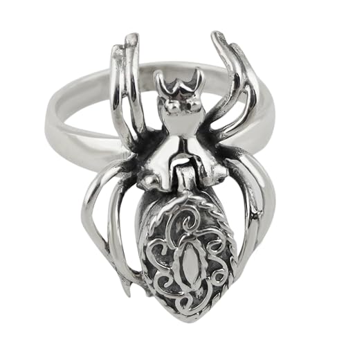 FashionJunkie4Life Anillo de plata de ley con diseño de araña, tallas 5-10, anillos de pastillero, Plata de ley, Sin piedras preciosas