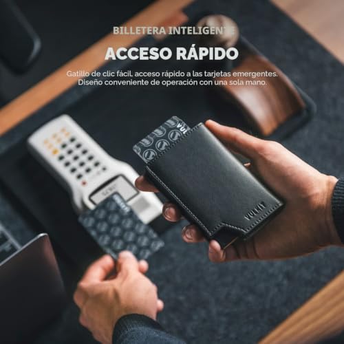 Tarjetero bloqueo RFID cartera emergente cuero hombre mujer billetero pequeño cierre magnético VULKIT 2