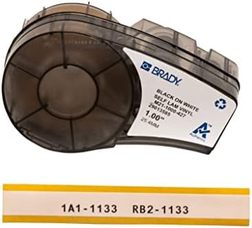 Brady Authentic (M21-1000-427) Self-Laminating Wire Wrap for Control and Electrical Panels, Datacom Cable Labeling, Black on White-For M210, M210-LAB, M211, BMP21-PLUS and BMP21-LAB Printers, 1"W 14'L