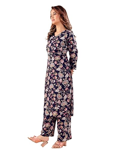 Image of MS VHCK ENTERPRISE Women's Rayon Straight Printed Kurta with Palazzo