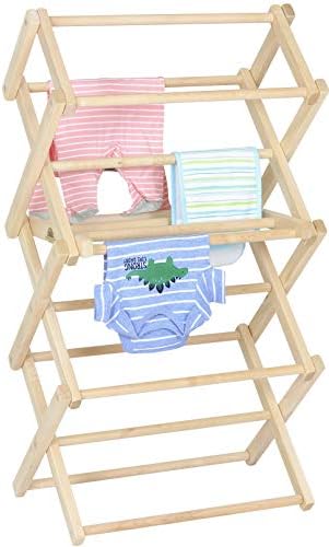 Pennsylvania Woodworks Clothes Drying Rack: Solid Maple Hard Wood Laundry Rack for Baby Clothes, Hand Towels, Delicates & More, Durable Small Folding Drying Rack, Made in USA, No Assembly Needed