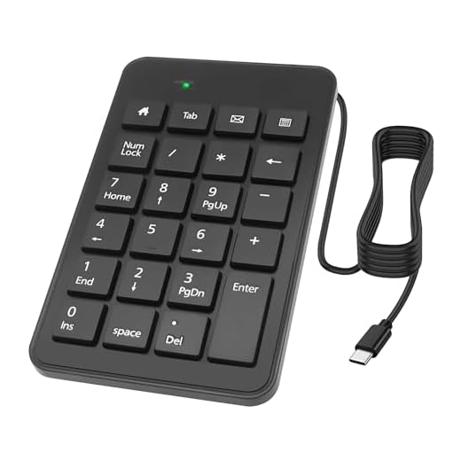 XMSJSIY USB Tipo C Número Pad Cable 23 Teclas Tipo C Teclado Numérico con Tab, Inicio, Correo electrónico y Calculadora Teclas para Portátil, PC, Escritorio, Ordenador, Ordenador Portátil