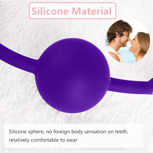 Image of DFsucces Leather Restraints Ball Mouth Plug Silicone Bondage Ball Gag for Sex, BDSM Restraints Toys Sex Gag Muzzles(Pueple2)