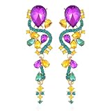 VANGETIMI Pendientes largos y coloridos con diamantes de imitación para novia, boda, candelabro, para mujer, graduación, concurso de graduación, Diamante de imitación Vidrio, Diamante de imitación