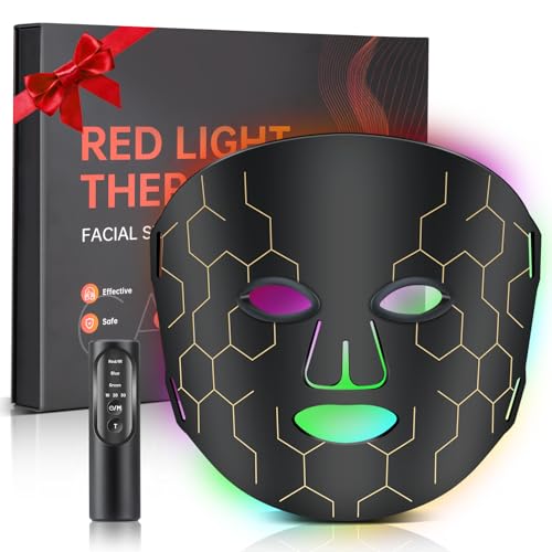Red Light Therapy for Face Relife,Active.03.8-1 Colors Light Facial Skin Care Mask,Red Light Therapy Mask at Home,660nm&850nm,Infrared Light Therapy Mask with Timer Remote Control,