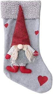 Amosfun 18" Christmas Stocking Bag Gift Bag with Swedish Santa Claus Tomte Pattern Christmas Tree Hanging Decoration (Grey)
