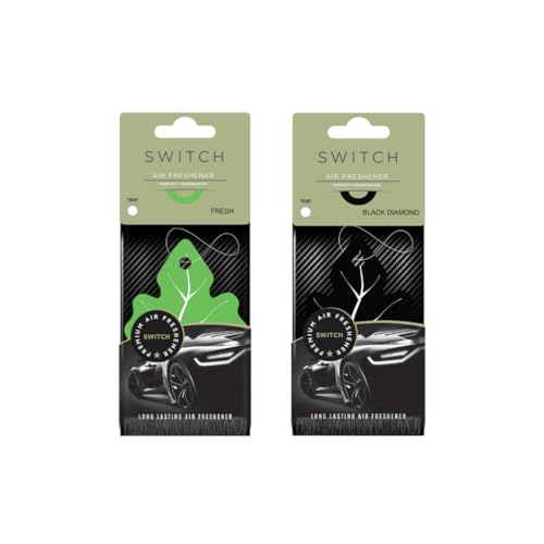 Image of SWITCH Car Air Freshener Hanging for Car - Fresh & Black Diamond Car Perfume, Long Lasting Car Freshener /Hanging Car Perfume, Luxury Car Fragrance for Car Interior, Pack of 2