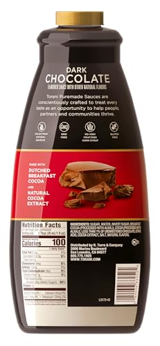 image for Torani Puremade Dark Chocolate Sauce for Coffeehouse Drinks and Desser