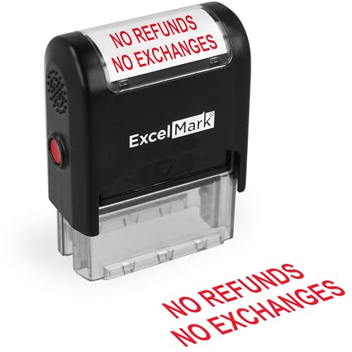 ExcelMark NO REFUNDS NO EXCHANGES Self Inking Rubber Stamp - Red Ink