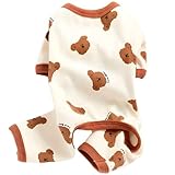 JPETTO犬のパジャマ 春秋 ペット服 ロンパース 犬服 つなぎ ドッグウエア つなぎ パーカー 保温 防寒 犬の服 ルームウェア 四つの足 抜け毛対策 部屋着 寝間着 小型犬 中型犬25-HNXD5ベージュM