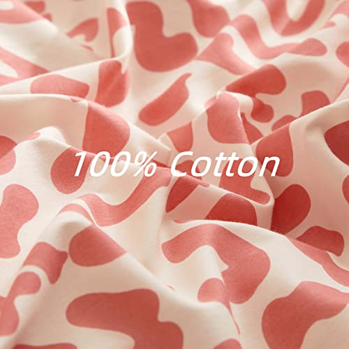 Aojim Animal Leopard Duvet Cover Cheetah Print Bedding Set 100% Cotton Soft Quilt Cover White And Pink Comforter Cover 1 Queen Size Duvet Cover 2 Pillowcases (No Comforter) #TOP2