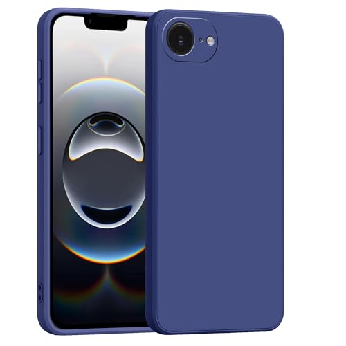 Image of amazon basics Back Cover for iPhone 16E | Ultra Slim Soft Rubberised Case | Matte Silicone Flexible Mobile Case | Camera Protection - Blue