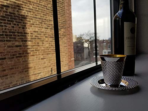 Exquisite 100 Pcs - 50 Sets Of 5.5 Oz Disposable Plastic Kiddush Cup And Tatz Silver Cup And Saucer Set For Passover, Shabbat, Wedding, Brit And Year Round - Bulk Pack #TOP3