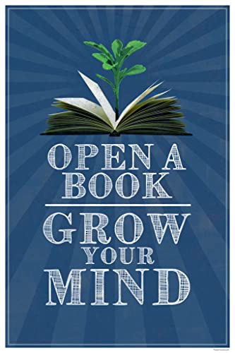 Image of Library Posters Open A Book Grow Your Mind Literature Poster Classroom Elementary Literature School Cool Wall Art Print Poster 12x18