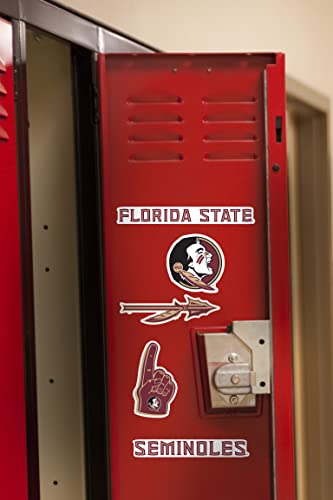Image of Florida State University Vinyl Sticker Pack - 8 Waterproof FSU Logos, Spear Icons, Seminoles Pennant & Wordmark Decals for Laptop, Water Bottle, Tablet, Car, Skateboard & More