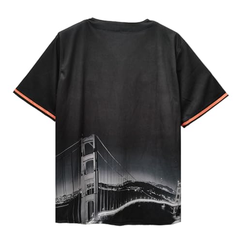 Camisa casual de beisebol City Night Skyline Silhueta Jersey abotoada roupas urbanas roupas de fãs t