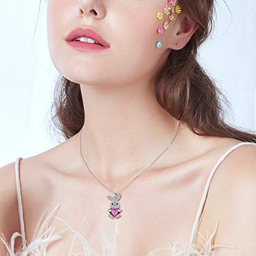 EleQueen Women's Silver-tone Bunny Heart Pendant Necklace Adorned with Austrian Crystals - Image 2