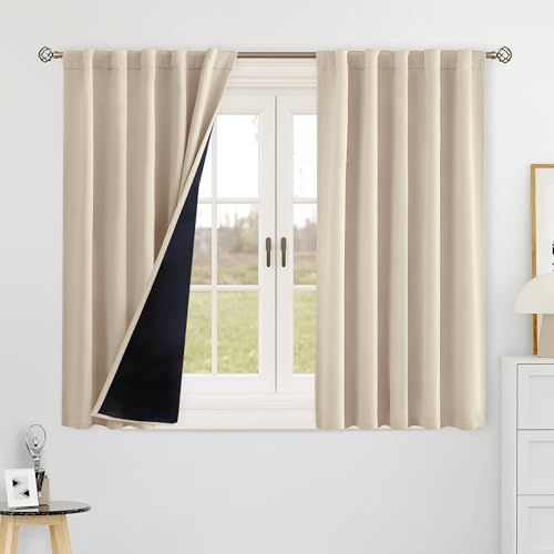 BGment Champagne 100% Blackout Curtains 40 Inch Length for Camper, 2 Panels