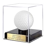 Custom Golf Ball Display Case Acrylic Golf Ball Holder Case Laser Engraved Plaque Showcase Your Cherished Golf Ball Memorabilia (Golden)