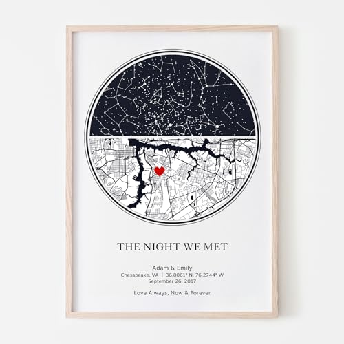 Custom Star Map by Date, Personalized Night Sky Print or Canvas, ...