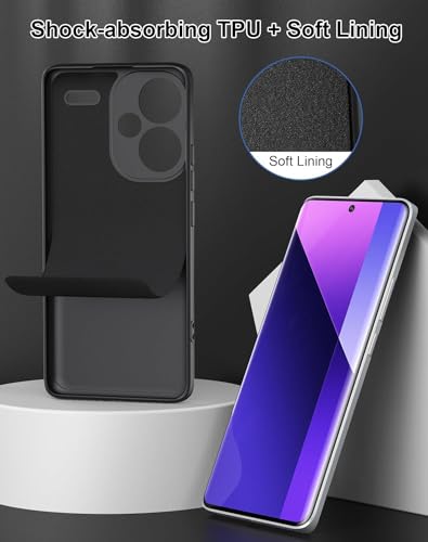 Image of DIZORO Compatible with Mi Redmi Note 13 Pro Plus 5G Back Cover with Upgraded Square Edges for Camera Protection Shockproof Flexible Matte Liquid Silicone Mobile Phone Case (Black)