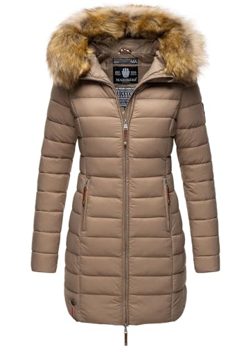 MARIKOO Damen Winter Übergangs Jacke Winterjacke Stepp Mantel gesteppt B647 [B647-Rosen-Taupe-Gr.XXL]
