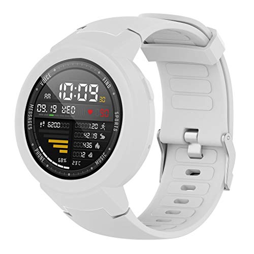 pour Huami Amazfit Verge Bracelet, Souple Silicone Adjustable Dragonne Mode Sport Montre Remplacement Bande avec Coque, pour Huami Amazfit Verge, JSxhisxnuid Accessoires, Femme,Homme (Blanc) Cover