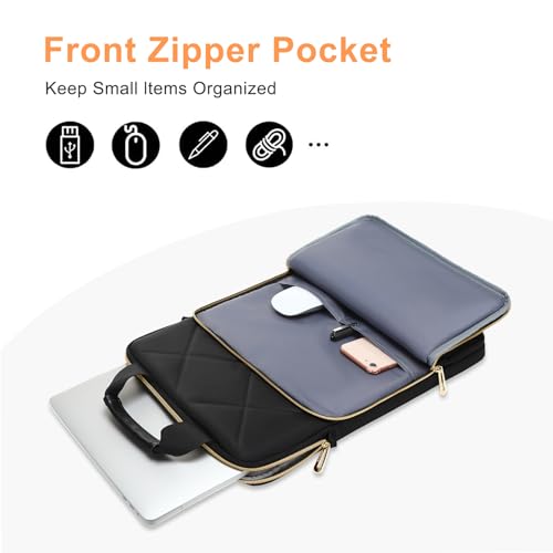 MOSISO Vertical Laptop Shoulder Bag,Computer Bag,Rhombus Quilted Messenger Bag with Front Pocket&Handle&Belt2