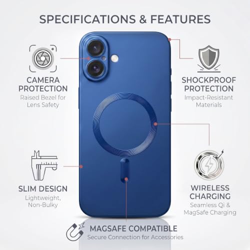 Image of amazon basics Premium Mag-Safe Case for iPhone 16 Plus | Shockproof & Anti-Scratch Cover | Soft Silicone with Wireless Charging | Camera Lens Guard - Gray