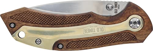 Old Timer 901OT 7.32in High Carbon S.S. Assisted Opening Knife with 2.9in Drop Point Blade and Ironwood Handle for Outdoor, Hunting, Camping and EDC