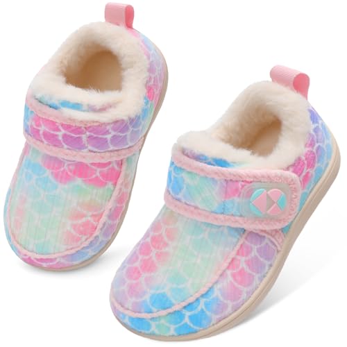 Centipede Demon Toddler Slippers Fuzzy Kids House Slippers Rubber Soles Toddler Winter Shoes Wide Boots for Indoor Outdoor 12 Little Kid