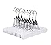 Amber Home Solid Gugertree White Wood Non Slip Collection Slack Hangers Wood Pant Hangers Wood Skirt Hangers Wood Clamp Hangers with Anti-Rust Hook Pack of 10