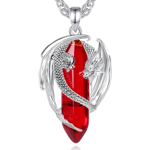AEONSLOVE Collier Cornaline pour Femme Homme Pendentif Dragon en Cristal Cristaux de Guérison Naturels Collier Dragon Pierre de Protection Puissante Bijoux...