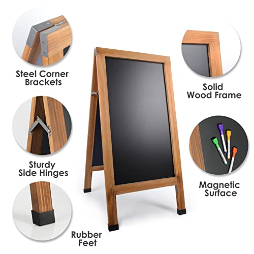 Magnetic A-Frame Chalkboard Sign Extra Large 40" X 20", Chalk Board Sign Free Standing Chalkboard Easel Double-Sided Sidewalk Sign, Wooden Sandwich Board For Christmas Party, Wedding, Restaurant #TOP1