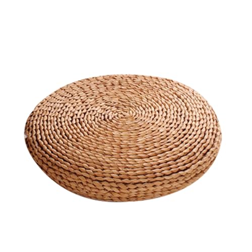 Tatami - Cojín de suelo de paja de forma redonda con interior de guata de seda, accesorios para el hogar, almohada de asiento para dormitorios de adultos y niños
