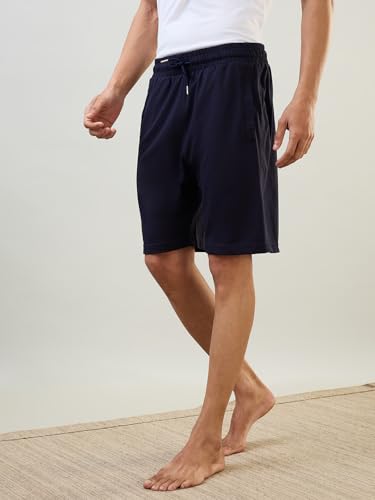 Image of SleepZ by Raymond Men Regular Fit Solid Pattern Cotton Polyester Blend Shorts