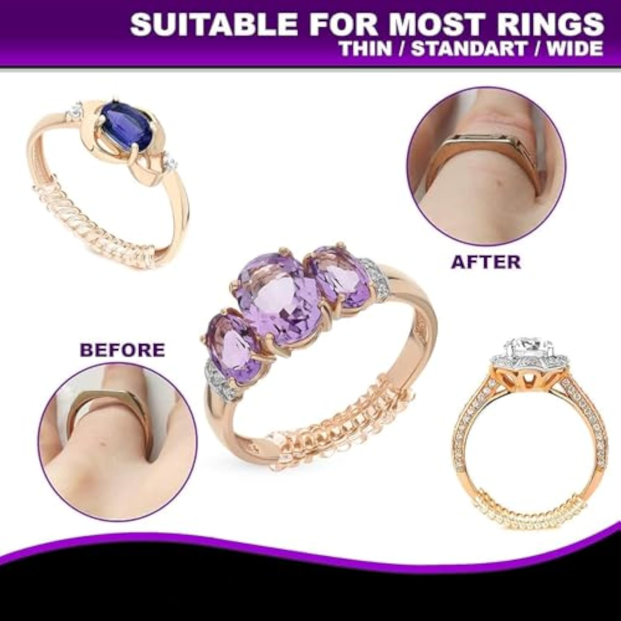 Ring Size Adjuster for Loose Rings, Silicone Tightener Set